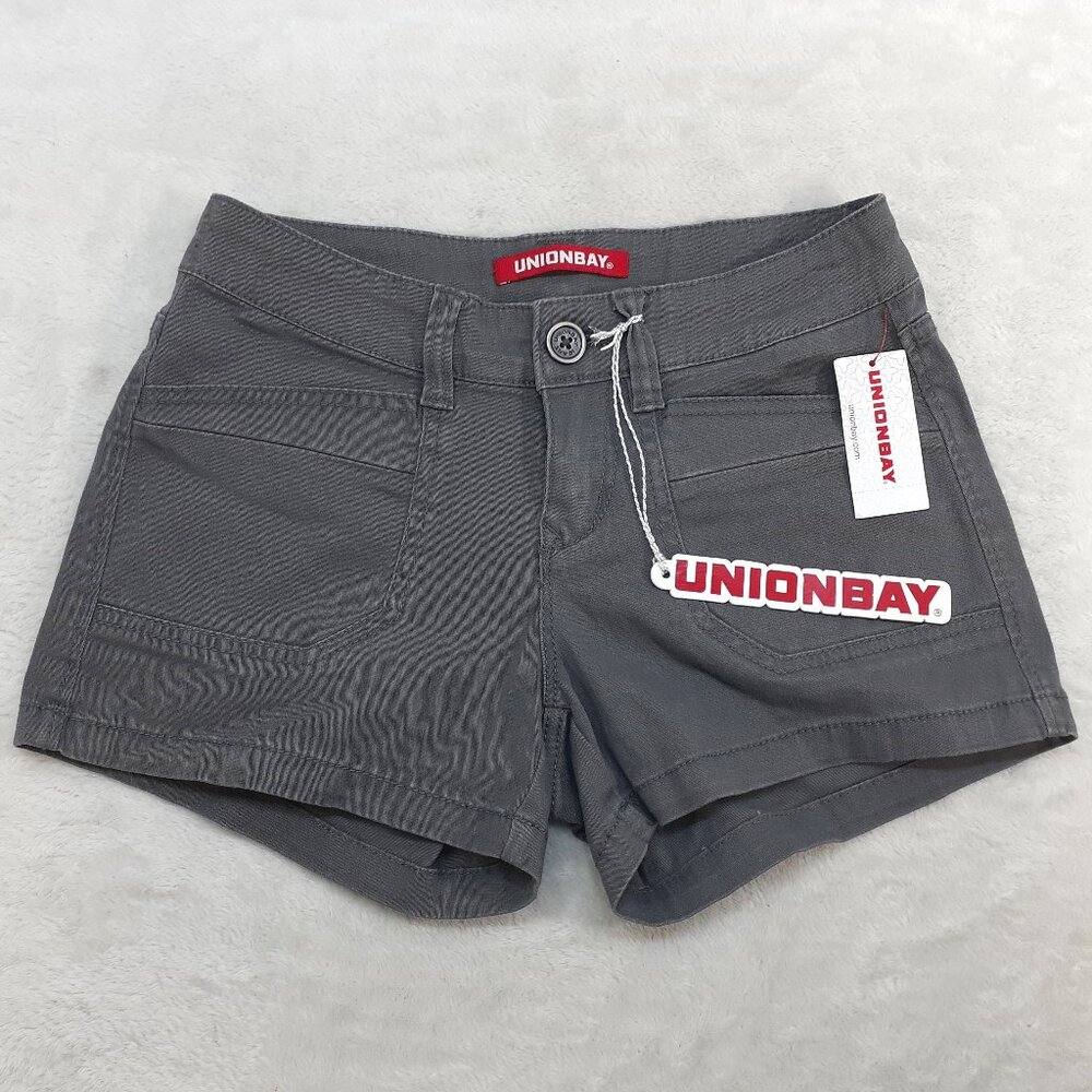 Unionbay Shorts Womens Size 0 Juniors 24W Gray Delaney 3 Inseam Stretch NWT